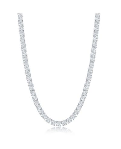 Metallo Stainless Steel, Round CZ Tennis Necklace