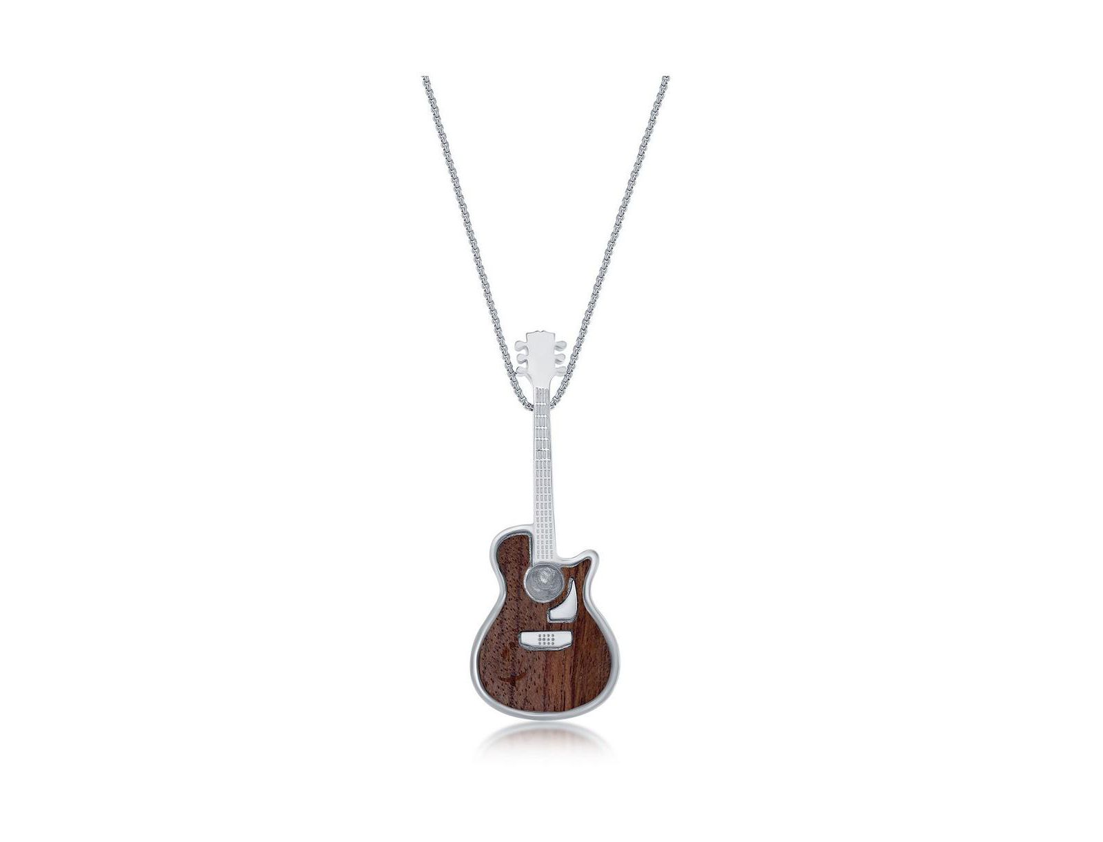 Подвеска-кулон Metallo Stainless Steel Wood Inlay Guitar Necklace