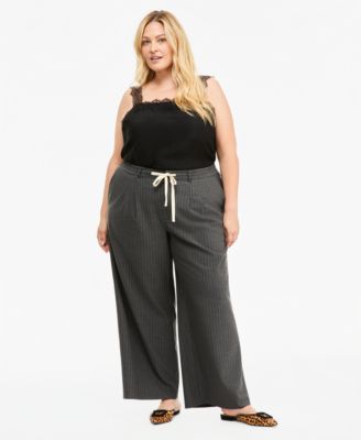 On 34th Trendy Plus Size Drawstring-Waist Wide-Leg Pants, Macy's Exclusive