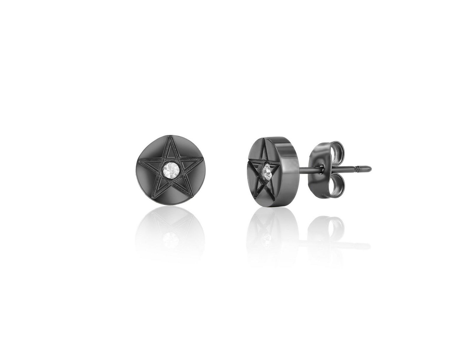 Серьги Metallo Stainless Steel Round Star CZ Studs