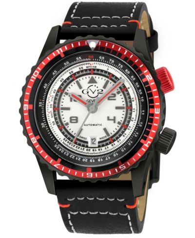 Мужские часы GV2 by Gevril Contasecondi Swiss Automatic с кожаным ремешком Italian Leather