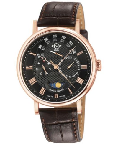 Мужские часы GV2 by Gevril Maestro Swiss Quartz Italian Leather Strap