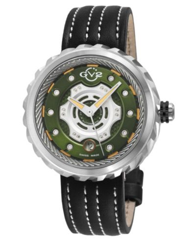 Мужские часы GV2 by Gevril Motorcycle Swiss Automatic с кожаным ремешком