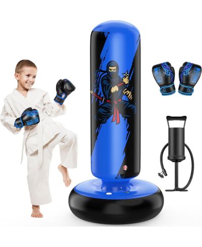 QPAU Набивной мешок для детей 66 Inch Inflatable Boxing Bag с перчатками