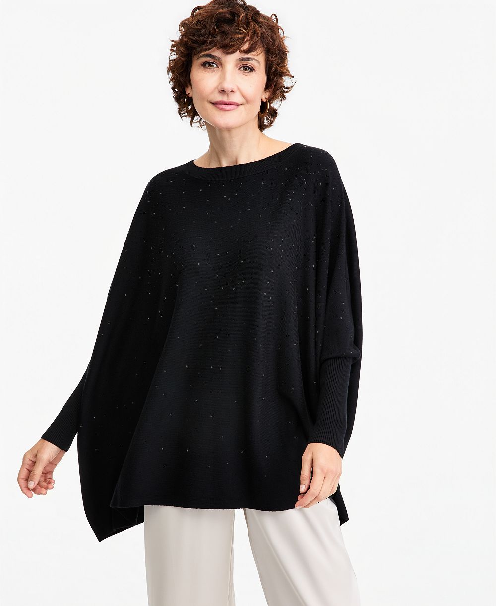 JM Collection женский пончо-свитер с круглым вырезом и стразами, эксклюзив Macy's