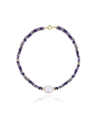 The Lovery Iolite Bead Pearl Bracelet 14K Gold
