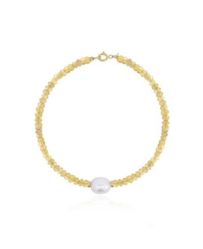 The Lovery Citrine Bead Pearl Bracelet 14K Gold