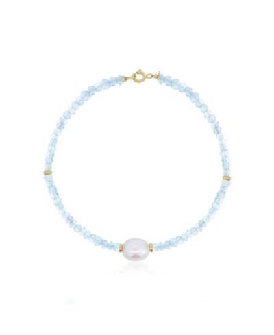 The Lovery Blue Topaz Bead Pearl Bracelet 14K Gold