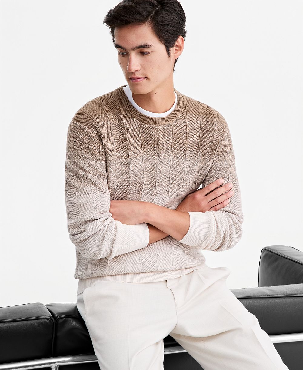 Alfani Men's Herr Cotton Gradient-Stripe Crewneck Sweater, Macy's Exclusive