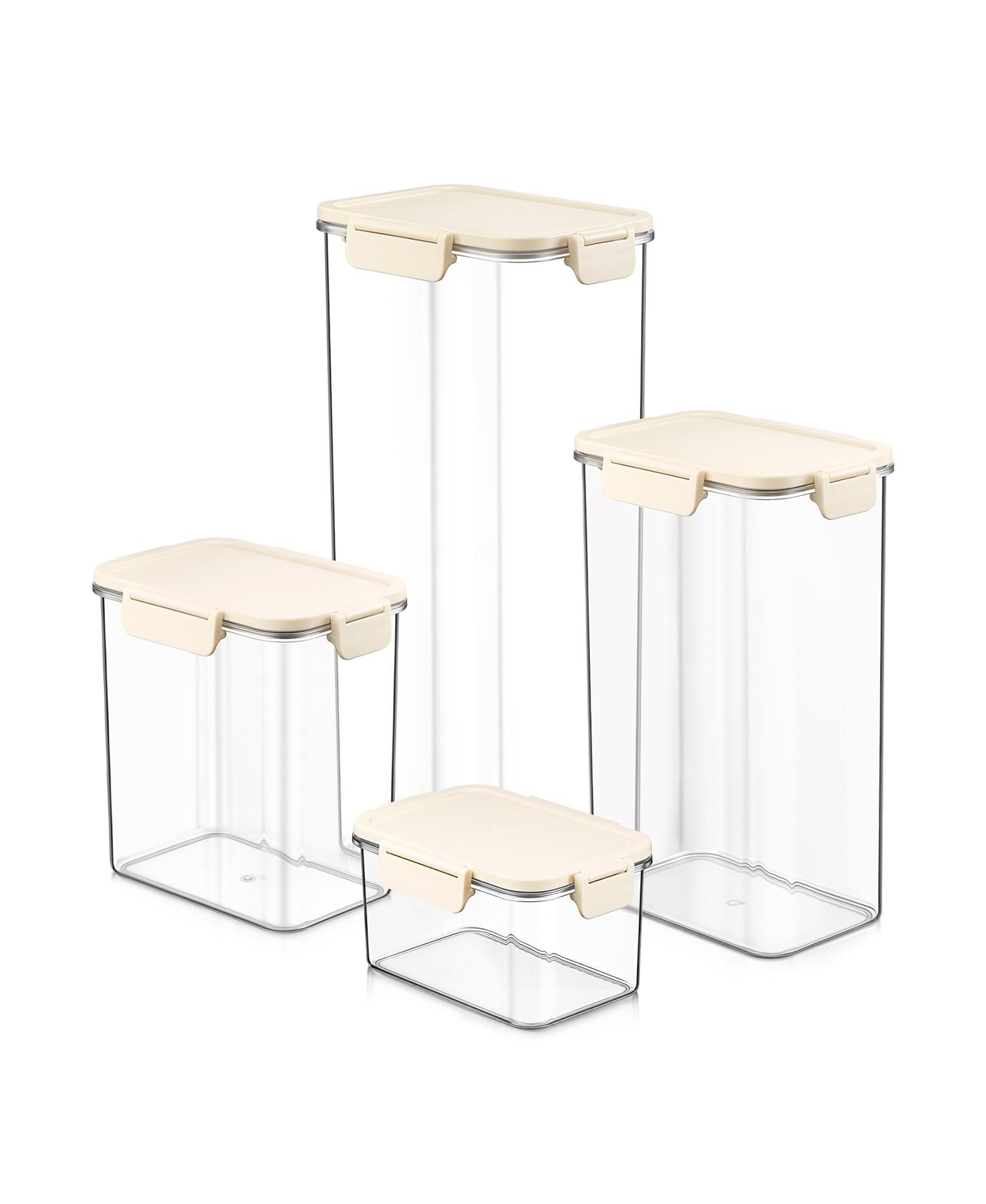 Sorbus 4-Pack Snap Lids Airtight Food Storage Container Set - Clear Stackable Canister for Pantry, Rice, Pasta, Cereal and Snacks