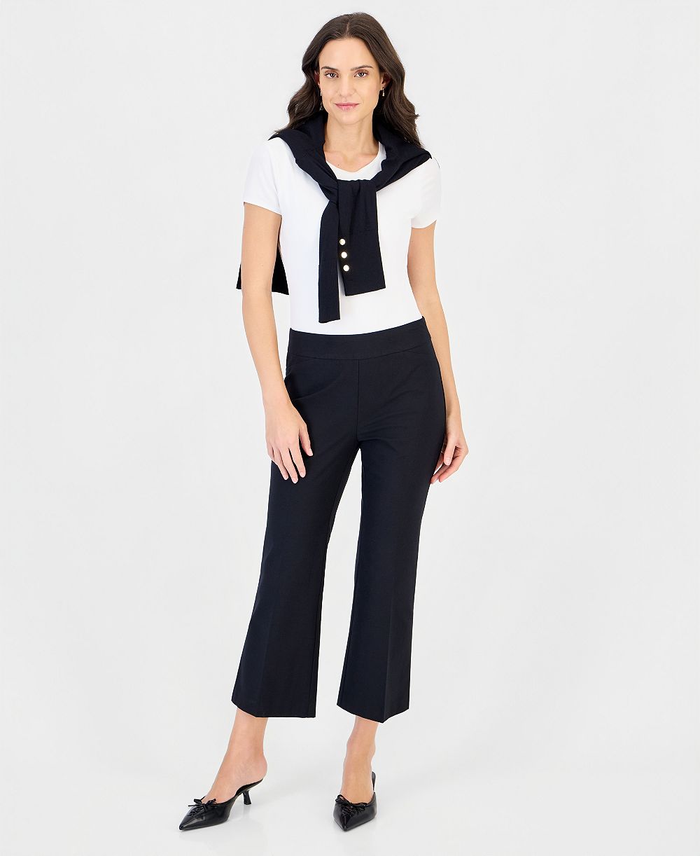JM Collection Women's Mid-Rise Cropped Kick Flare Pull-On Pants, Macy's Exclusive