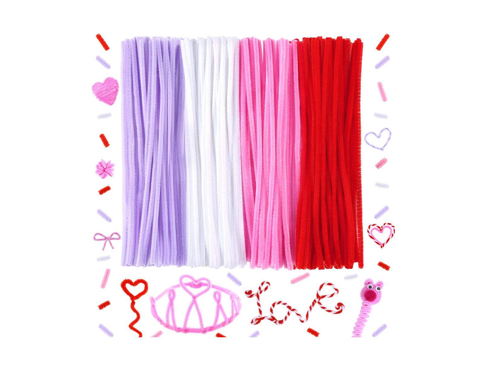 GNUADZ 200PCS Pipe Cleaners Craft Decorations Valentine's Day Creative Arts Supplies
