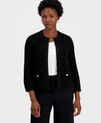 I.N.C. Petite Eyelash 3/4-Sleeve Cardigan, Macy's Exclusive