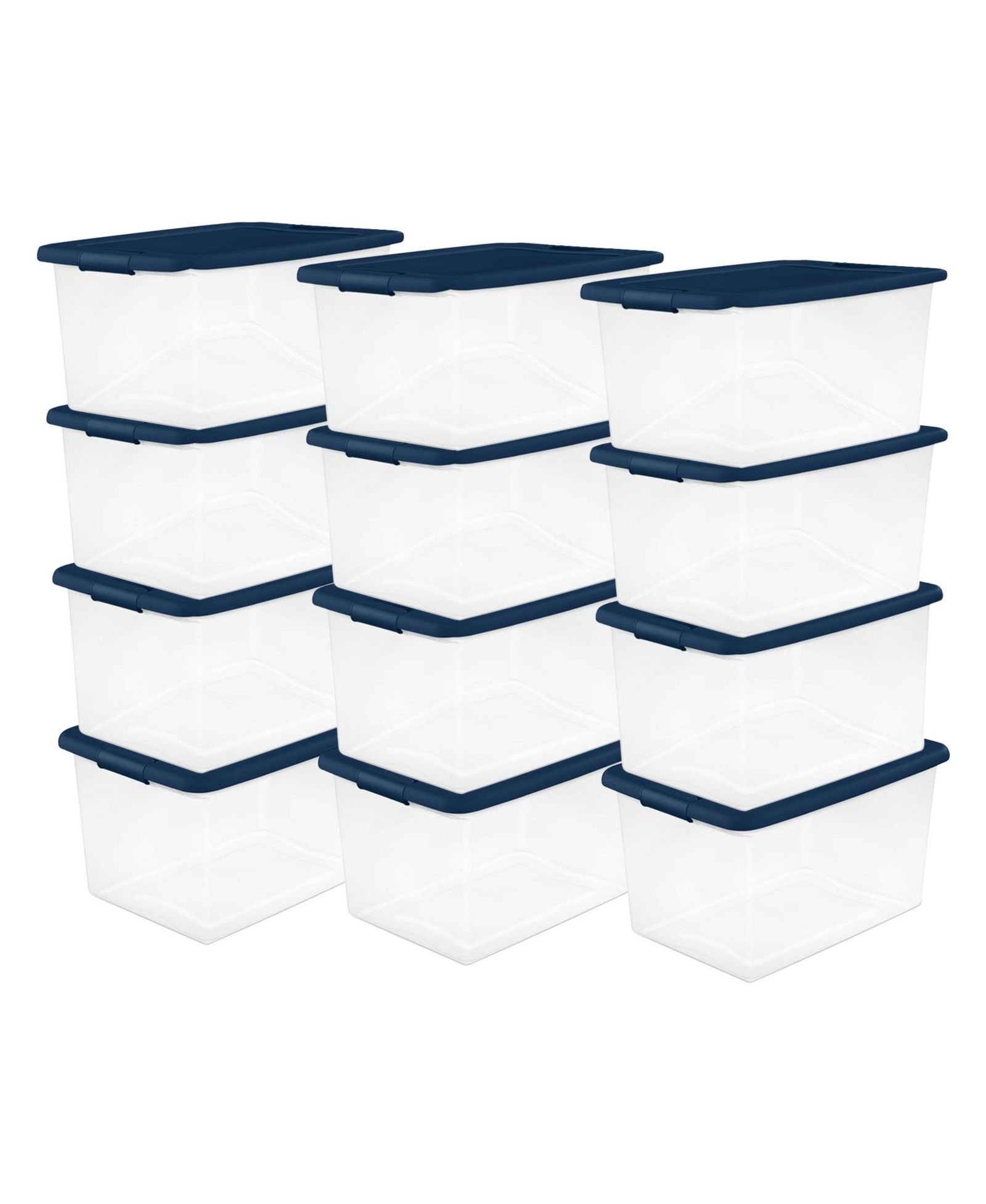 Контейнер для хранения Sterilite 64 Quart Latching Plastic Tote, Marine Blue, 12 Pack