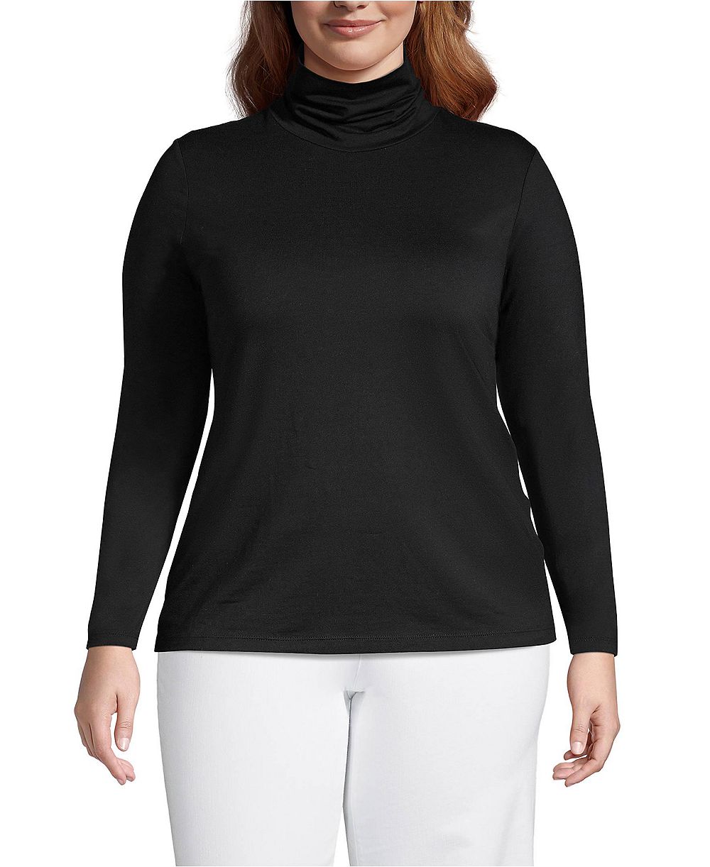 Lands' End Plus Size Lightweight Fitted Long Sleeve Turtleneck Tee