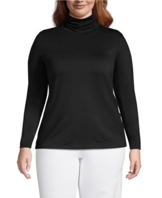 Lands' End Plus Size Lightweight Fitted Long Sleeve Turtleneck Tee