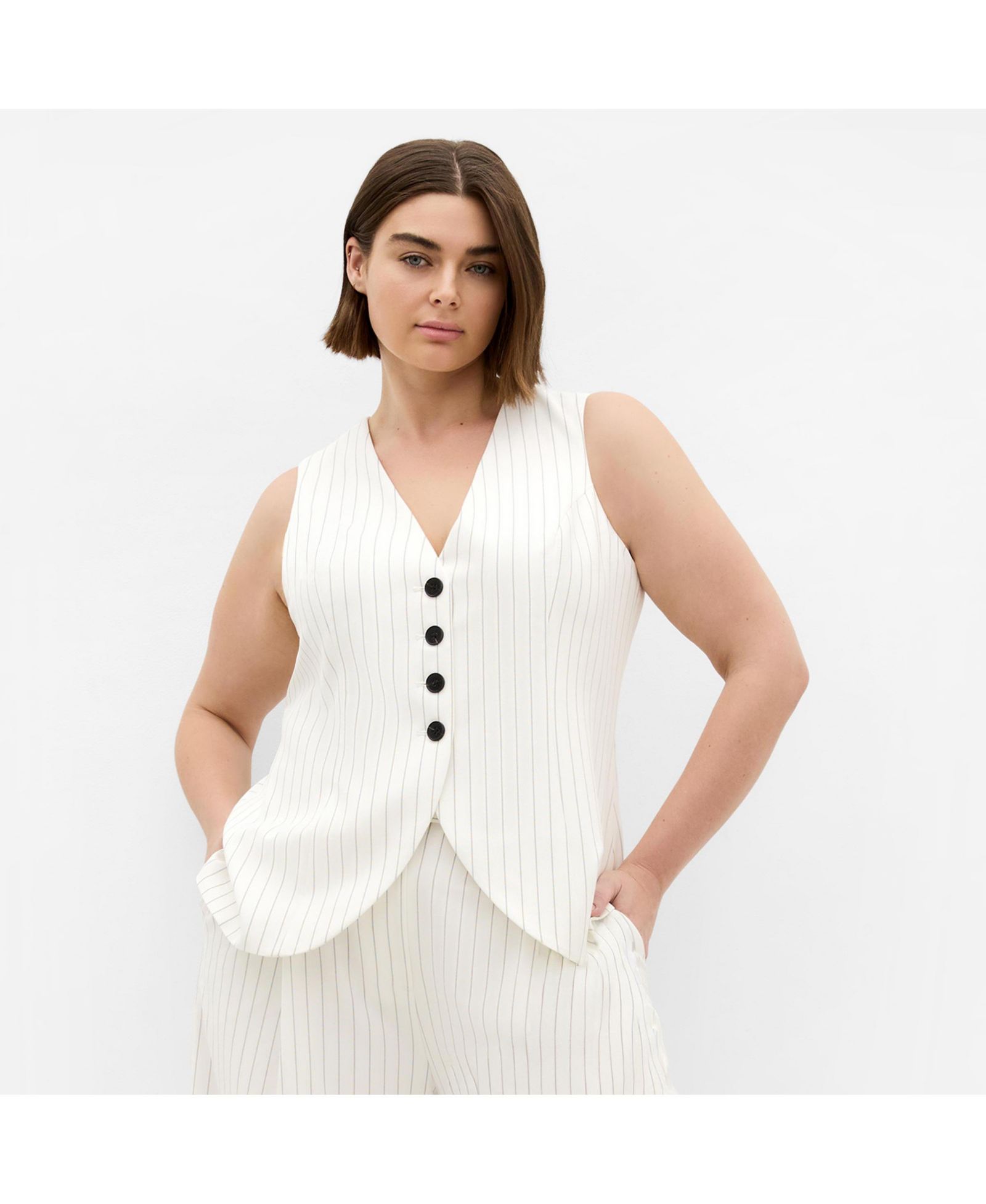 CITY CHIC Women's Pinstripe Contrast Vest