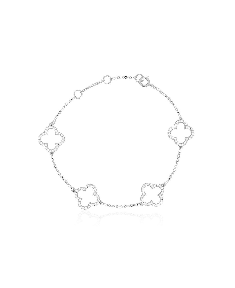 The Lovery браслет Small CZ Open Clover Sterling Silver