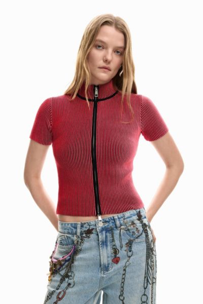 Женская футболка Desigual с переливающимся эффектом и молнией