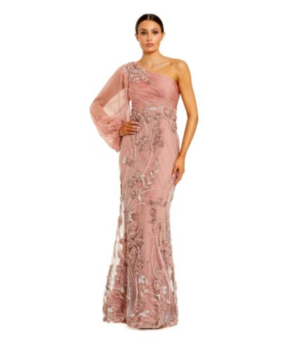Женское шифоновое платье Mac Duggal с вышитой цветочной юбкой