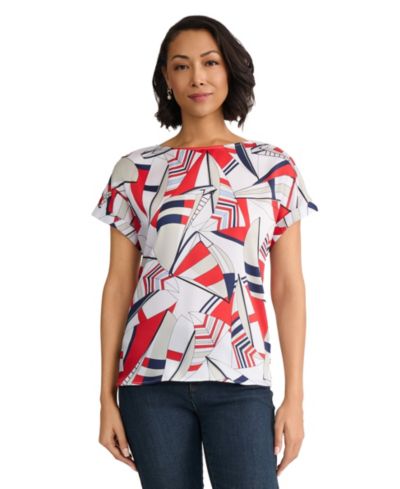 Блузка Jones New York Petite Short-Sleeve Boat Neck