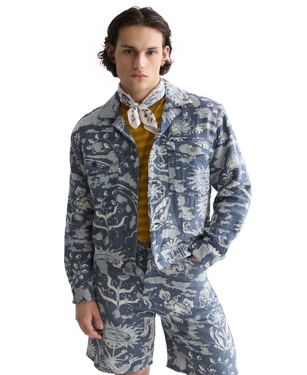 SCOTCH & SODA Men's Delfts Blauw Jacquard Trucker Jacket