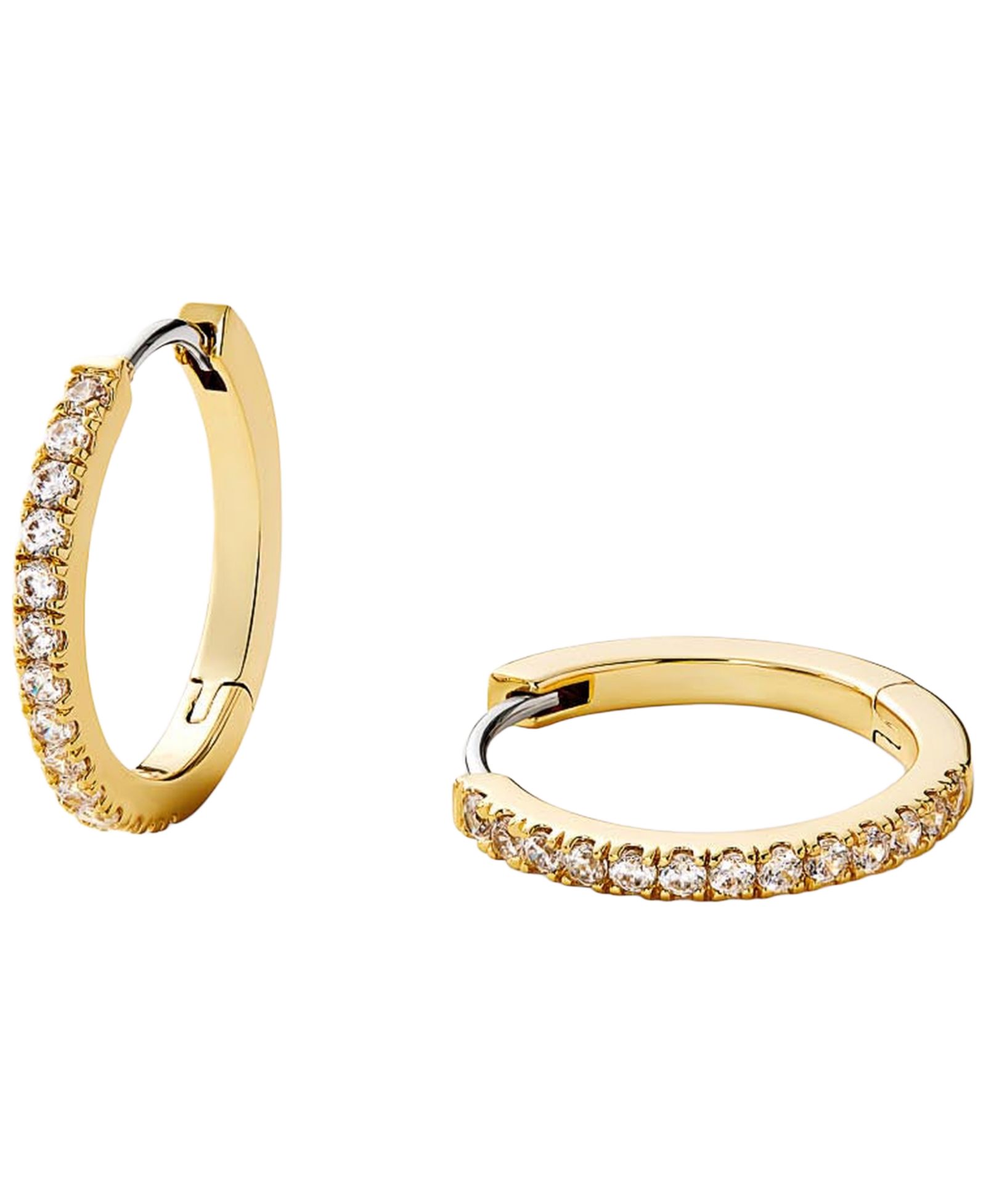 Ana Luisa Gold-Plated Pave Medium Huggie Hoop Earrings