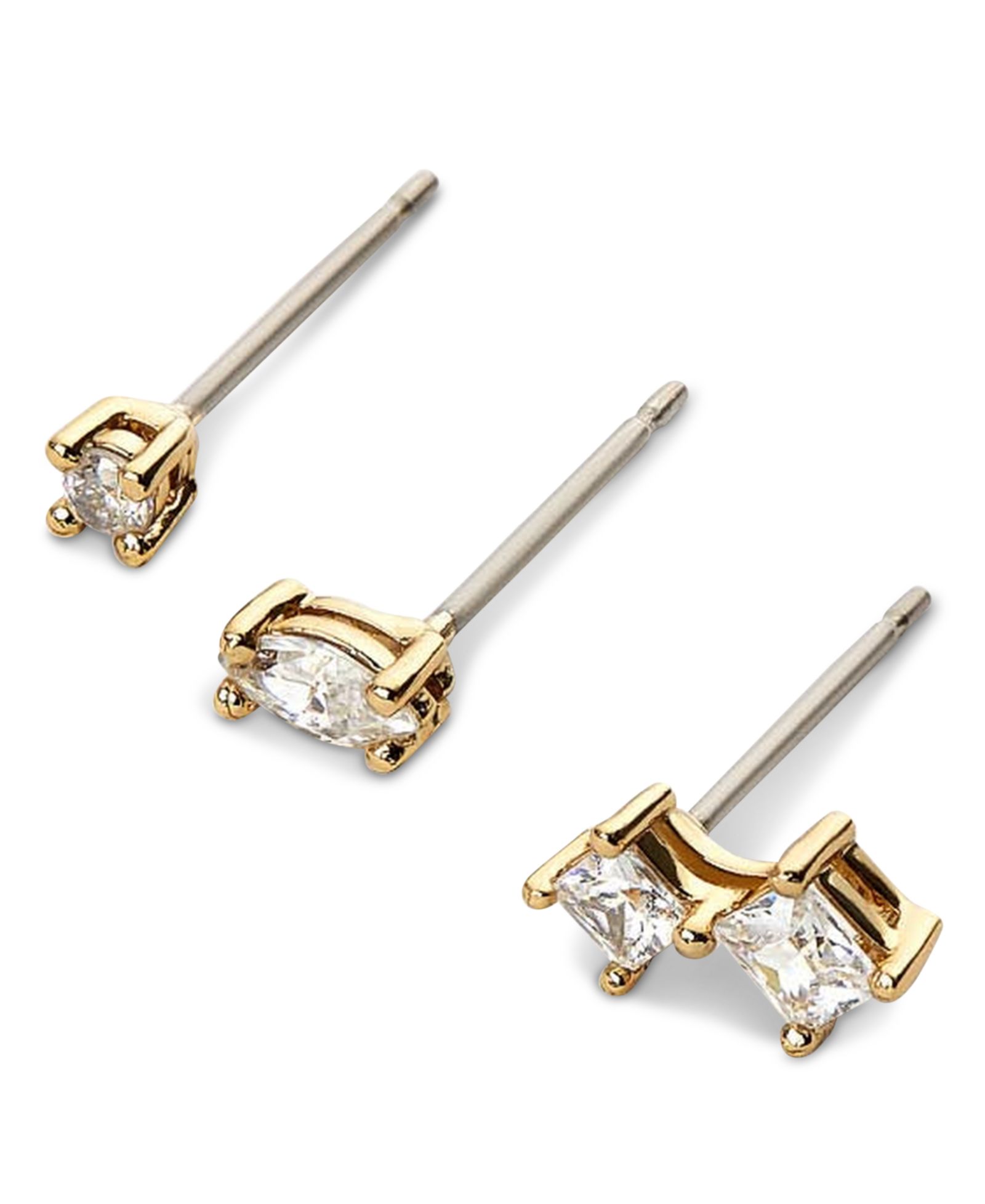 Серьги-гвоздики Ana Luisa Val Set Gold-Plated White Stud