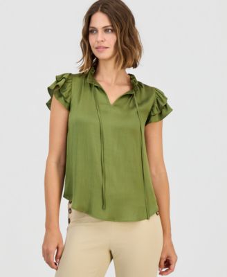 Женская блузка Anne Klein Tie-Neck Ruffle-Sleeve