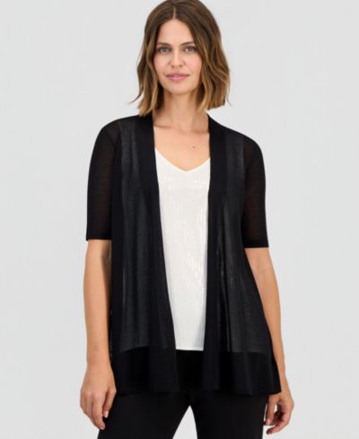 Anne Klein Женский Short-Sleeve Open-Front Semi-Sheer Cardigan