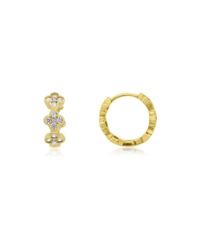 The Lovery CZ Clover Huggie Hoop Earrings 14K Gold-Plated Sterling Silver