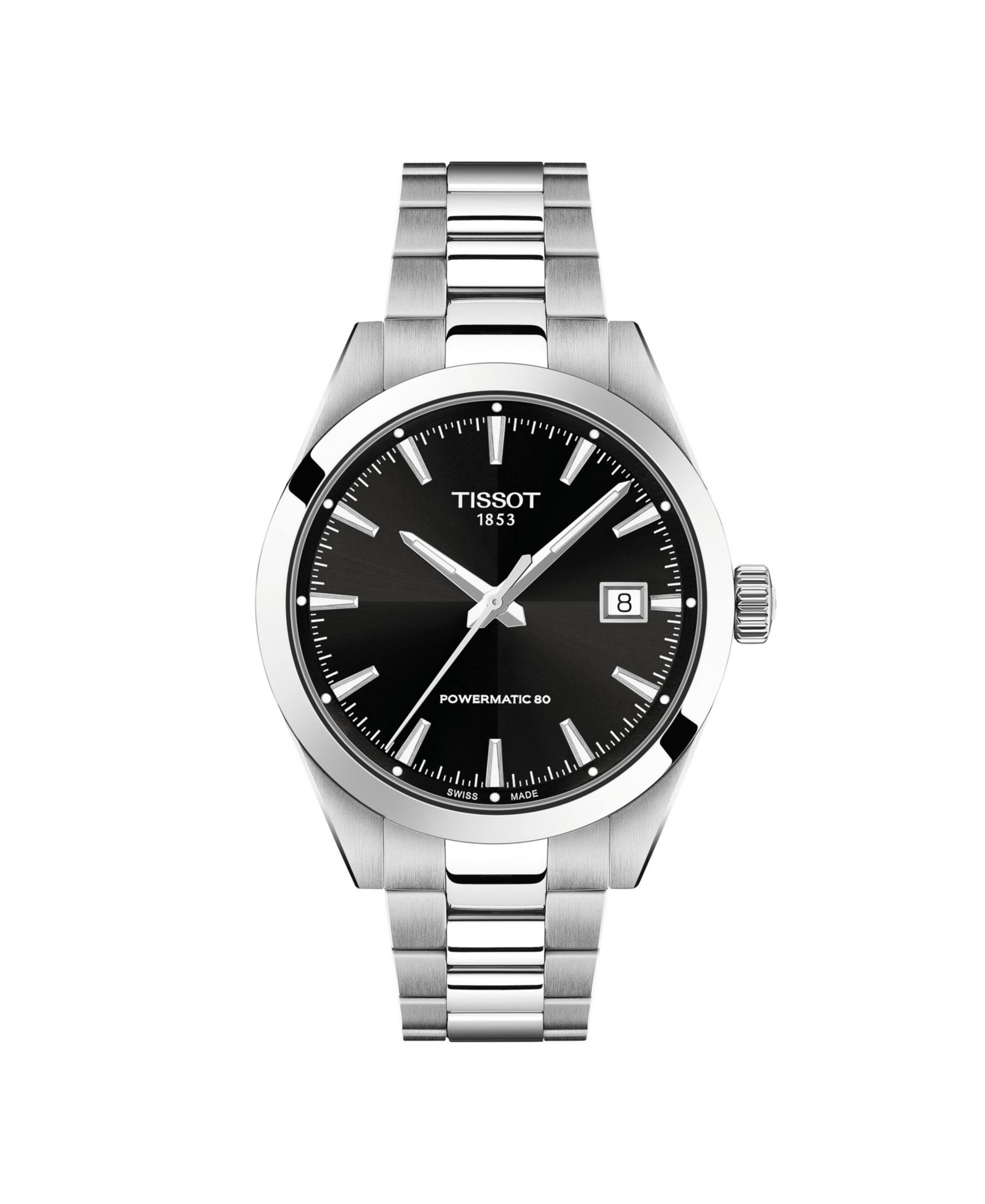 Мужские круглые часы Tissot из серебристой нержавеющей стали 38mm