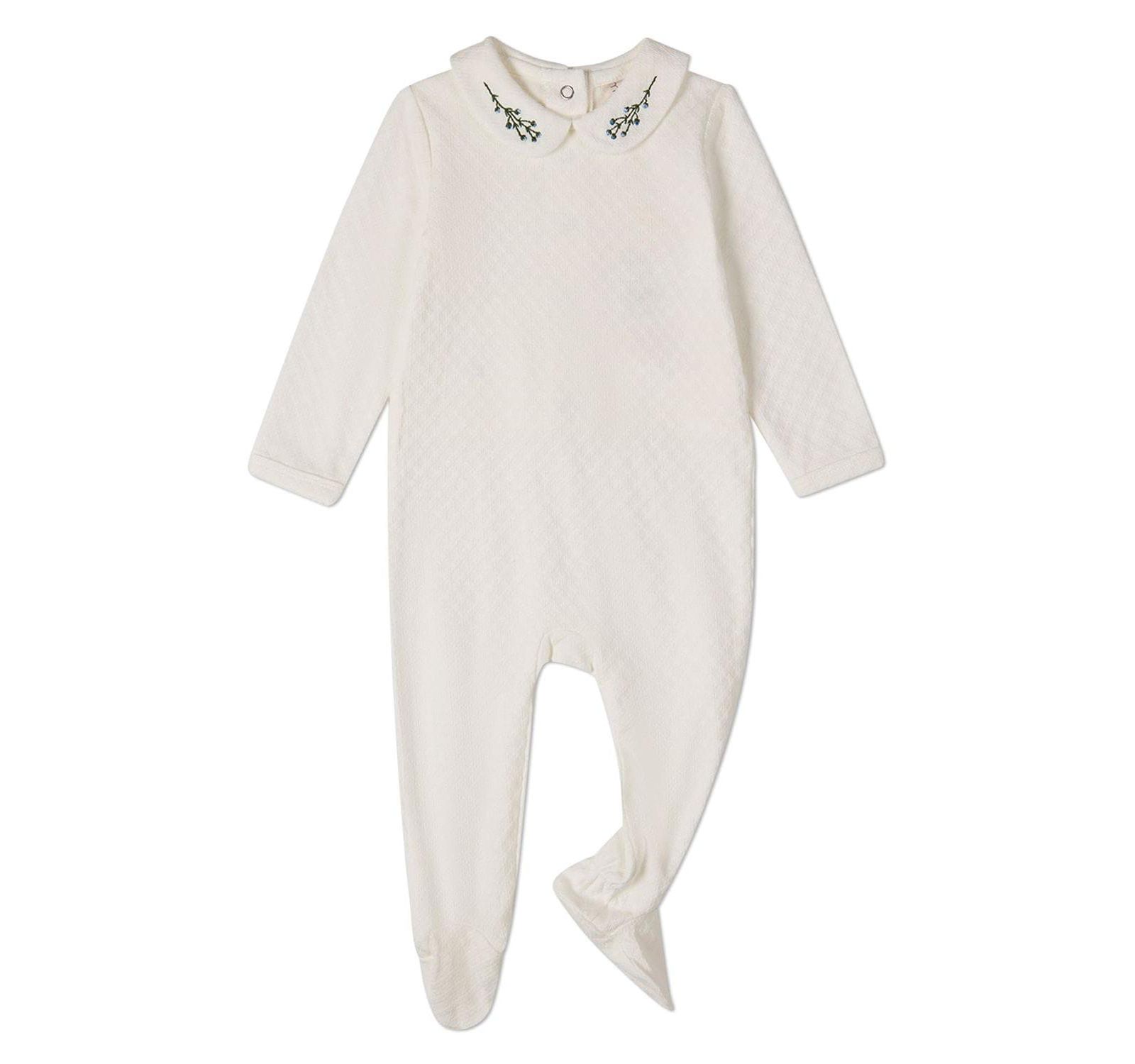 Детской комбинезон MeMoi Baby Boys Unisex Blue Buds Cotton/Rayon Embroidered Footie