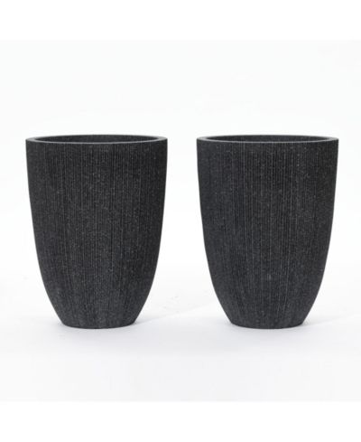 LuxenHome 2-Piece Tall Tapered Round Plastic Planters Set