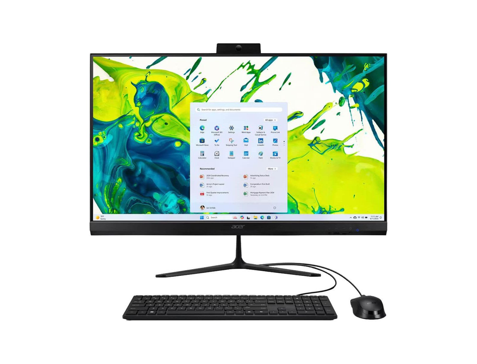 Моноблок Acer 27" AMD Ryzen 5 7430U 16GB RAM Radeon Graphics 512GB SSD Windows 11 Home Full HD Display - Black