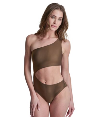 DKNY Women's One-Shoulder Cut Out One-Piece Swimsuit