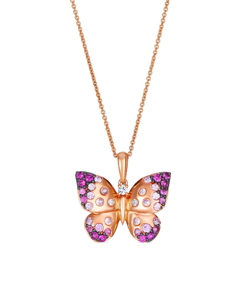 Le Vian ожерелье с подвеской Sapphire Butterfly и Vanilla Sapphire в 14k Strawberry Gold
