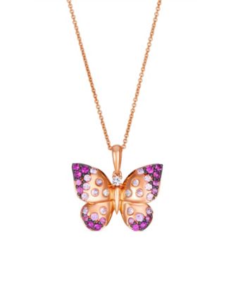 Le Vian ожерелье с подвеской Sapphire Butterfly и Vanilla Sapphire в 14k Strawberry Gold