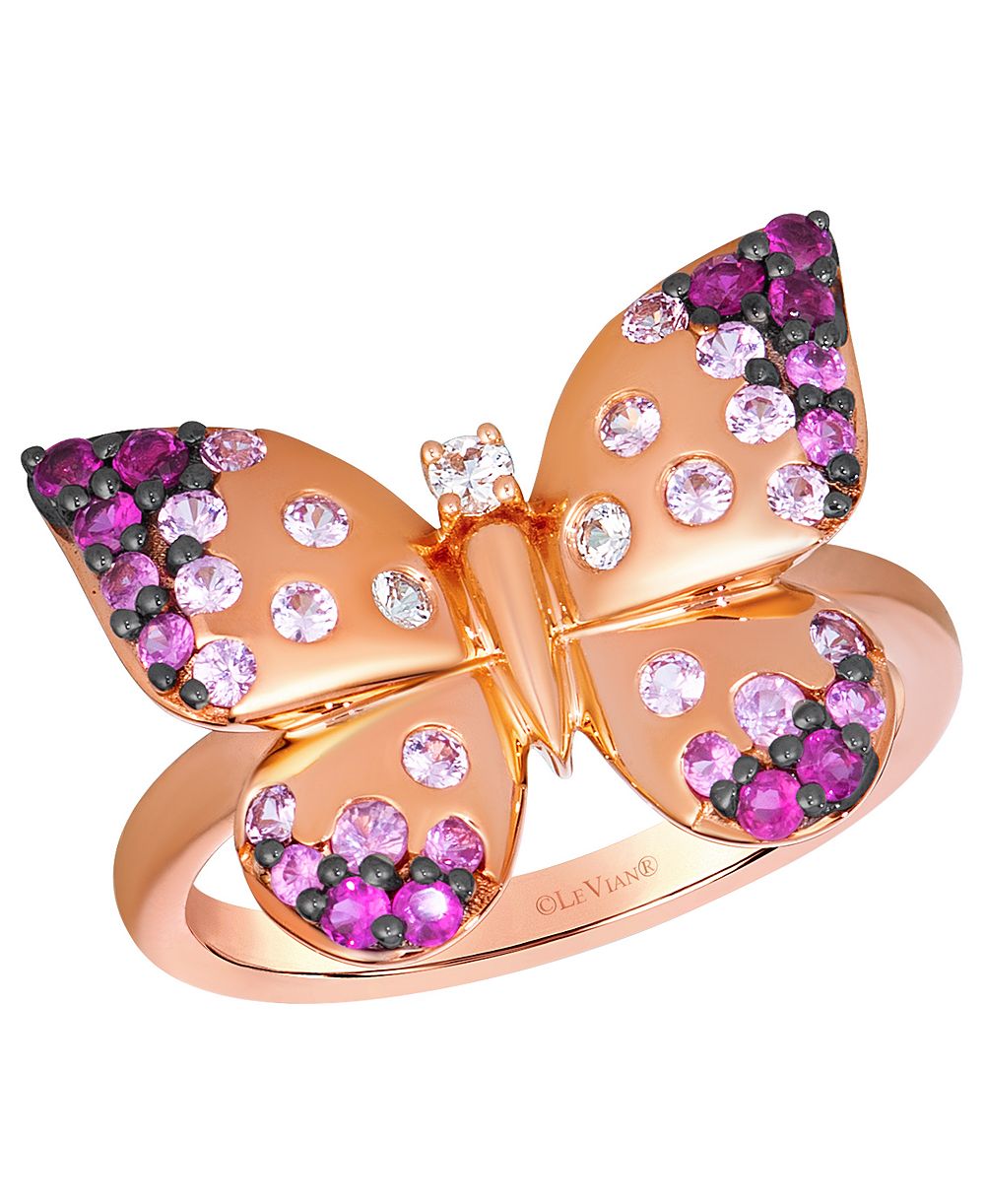 Le Vian кольцо с сапфирами Strawberry Ombré и Vanilla Sapphire в золоте 14k