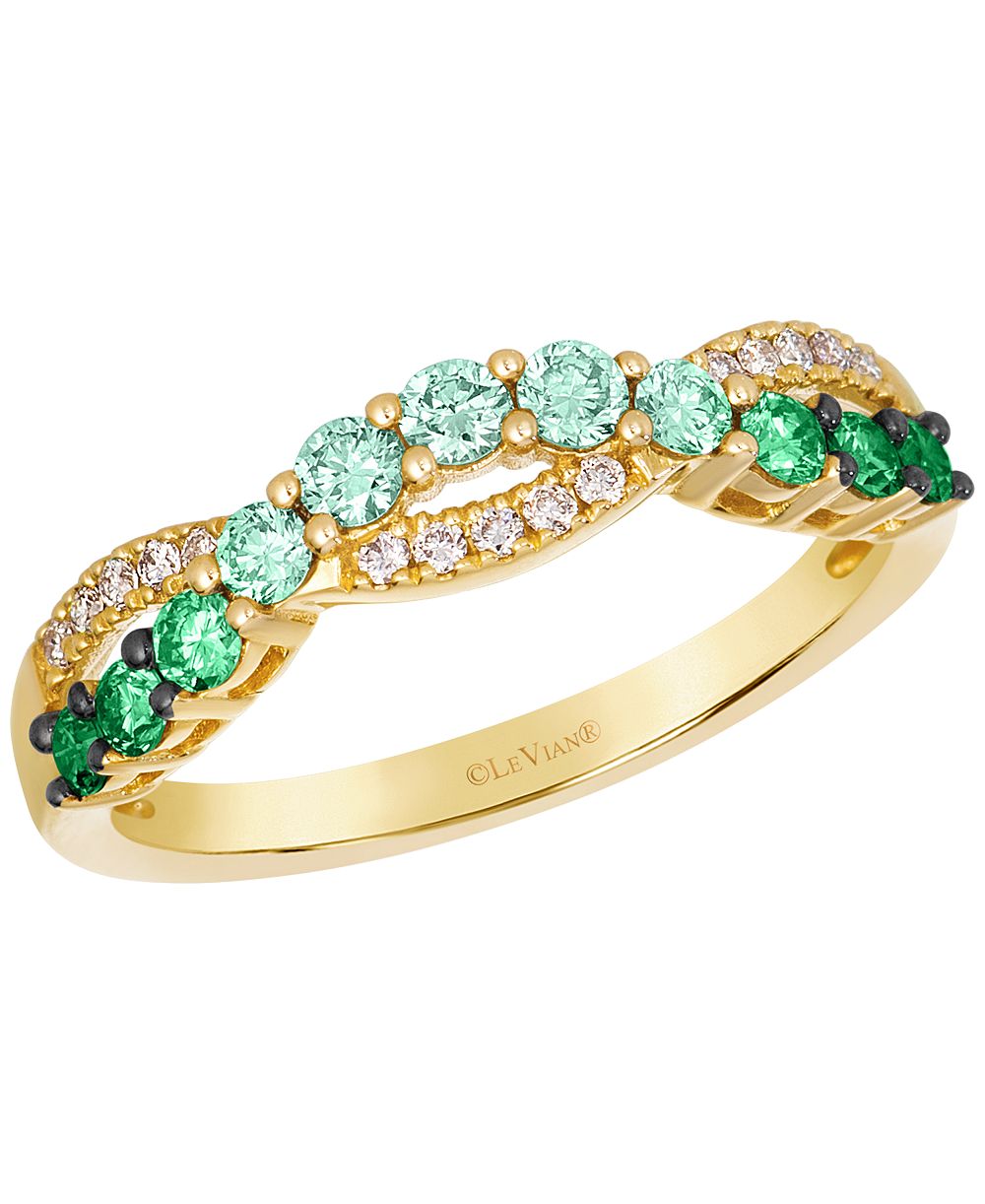 Le Vian кольцо из 14-каратного медового золота с изумрудным омбре (1/3 карата) и бриллиантами Nude (0,09 карата)