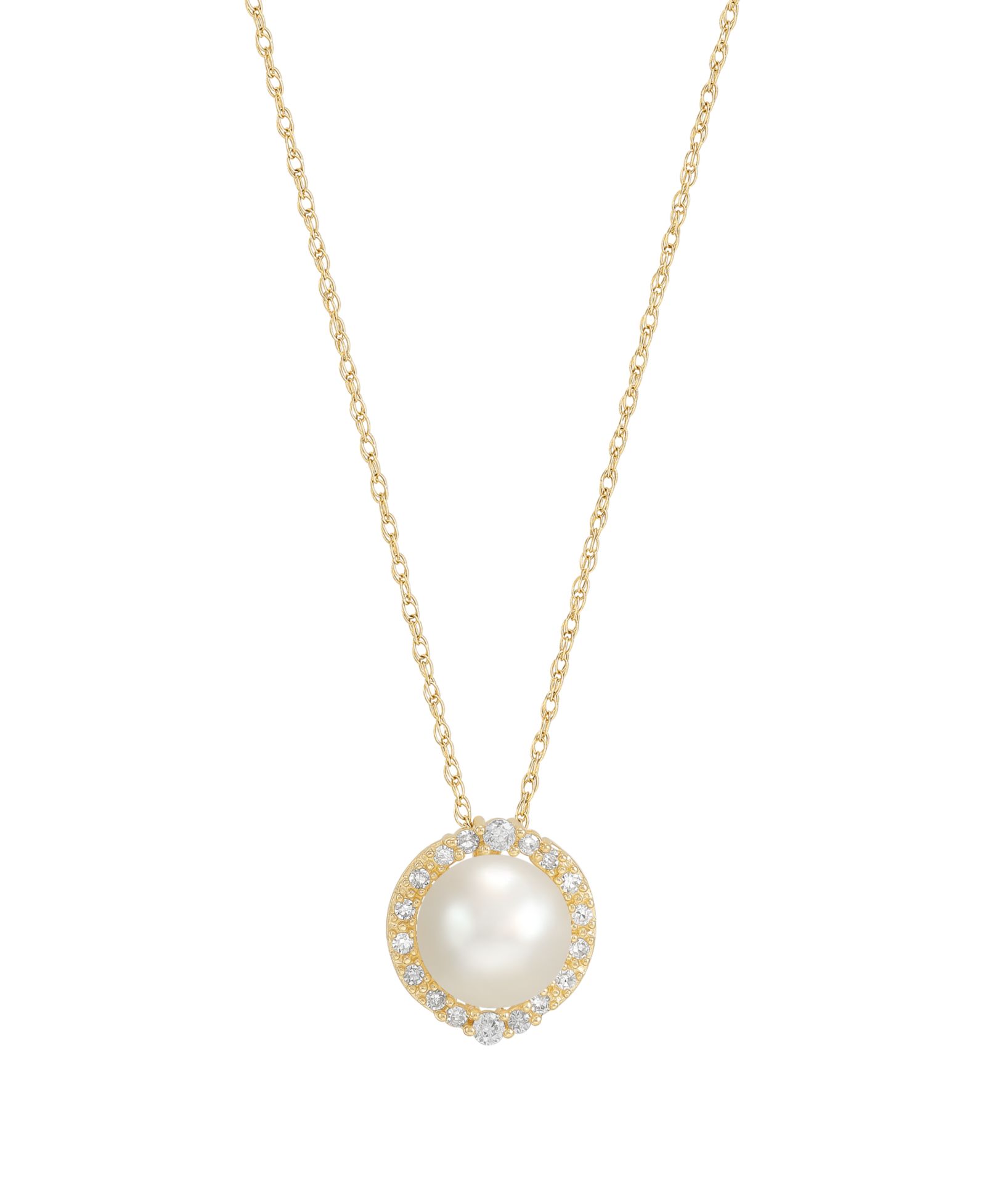 Honora подвеска с культивированным речным жемчугом (8-8.5mm) и бриллиантом (1/6 ct. t.w.) в желтом золоте 10k