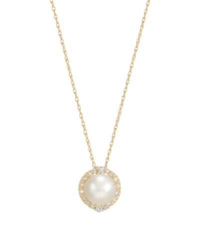 Honora подвеска с культивированным речным жемчугом (8-8.5mm) и бриллиантом (1/6 ct. t.w.) в желтом золоте 10k