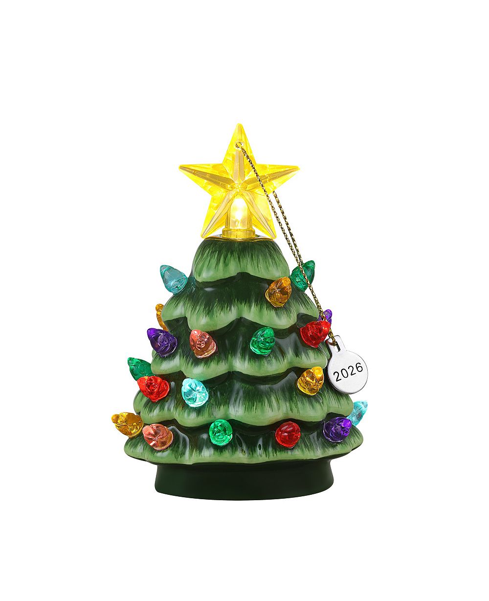 Mr. Christmas 4.2" Mini Ceramic Tree Ornament with 2026 Charm