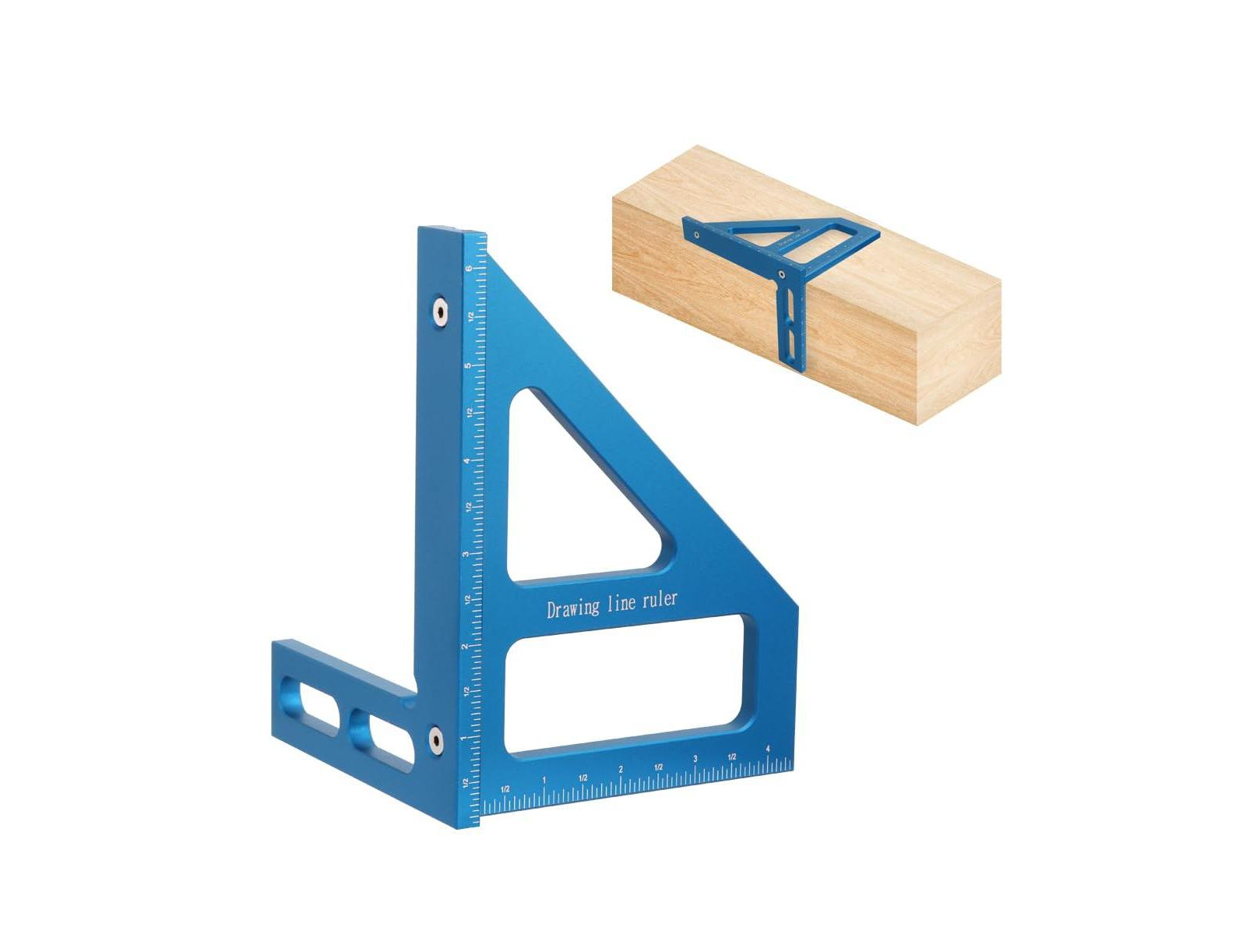 GNUADZ Imperial 3D Multi-Angle Measuring Ruler Aluminum Alloy Woodworking Square Protractor Miter Triangle Layout Tool Engineer Carpenter 003b