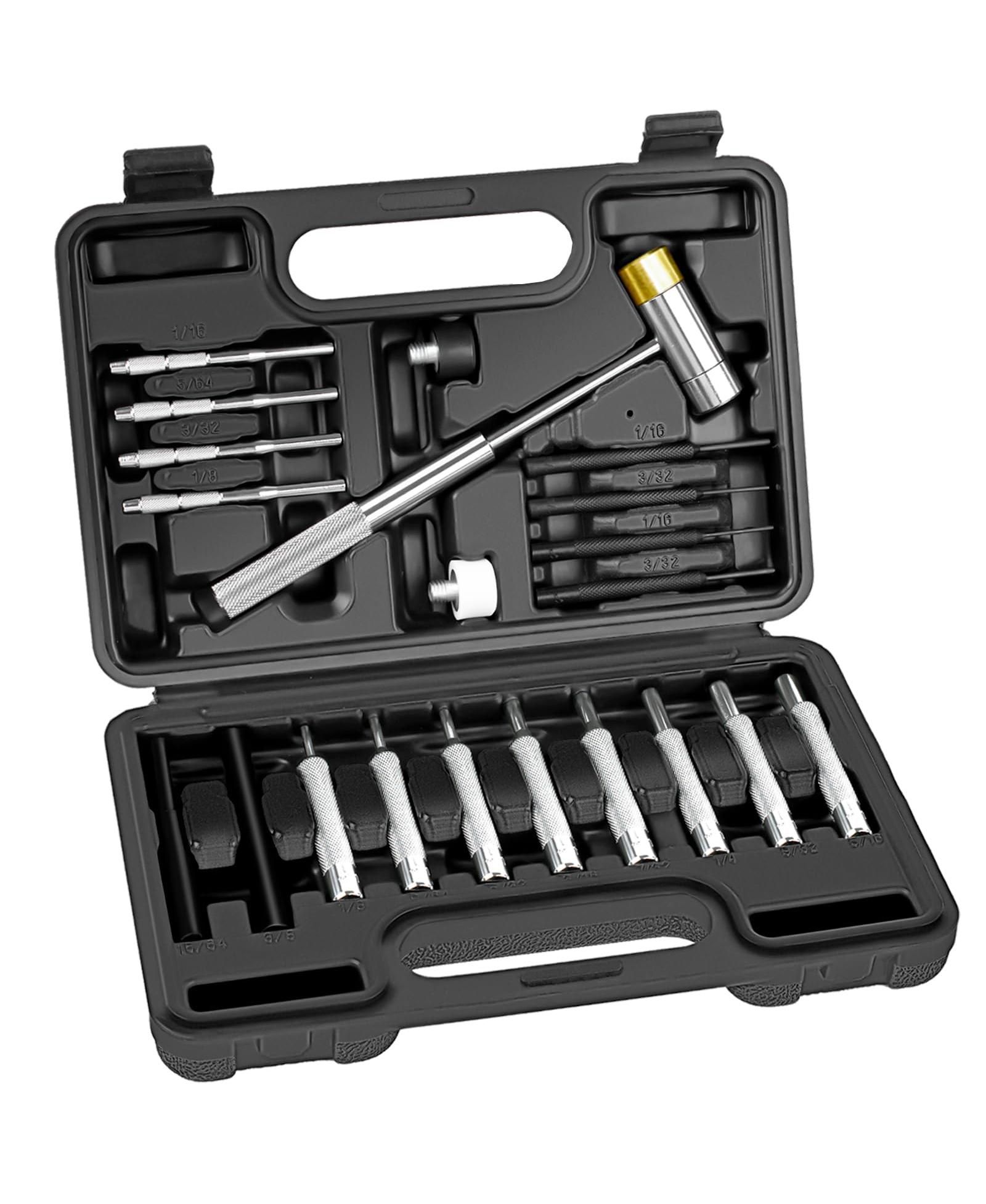 GNUADZ Punch Set Roll Pin Tools Steel Hammer Machinery Maintenance Organizer Storage Container
