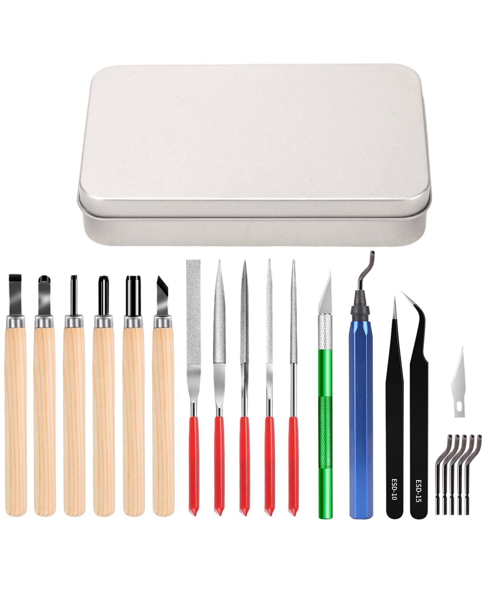 GNUADZ 25pcs Deburring Tool Craft Hand File Carving Sanding Modeling Scraping 3D Printing Kit
