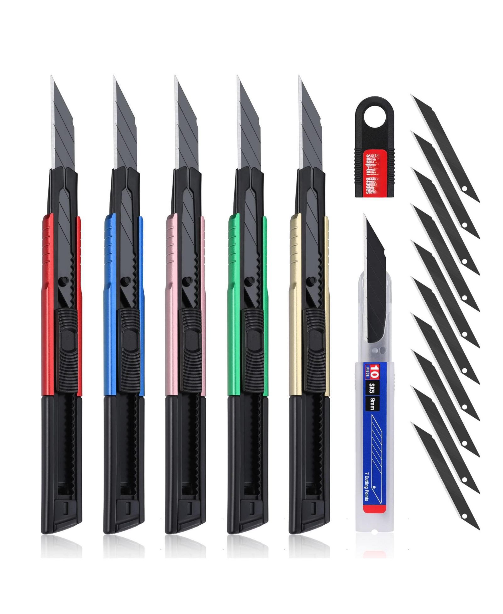 GNUADZ Utility Retractable Snap-off Aluminum Box Cutter Exacto Craft 9mm Blade Pack 5