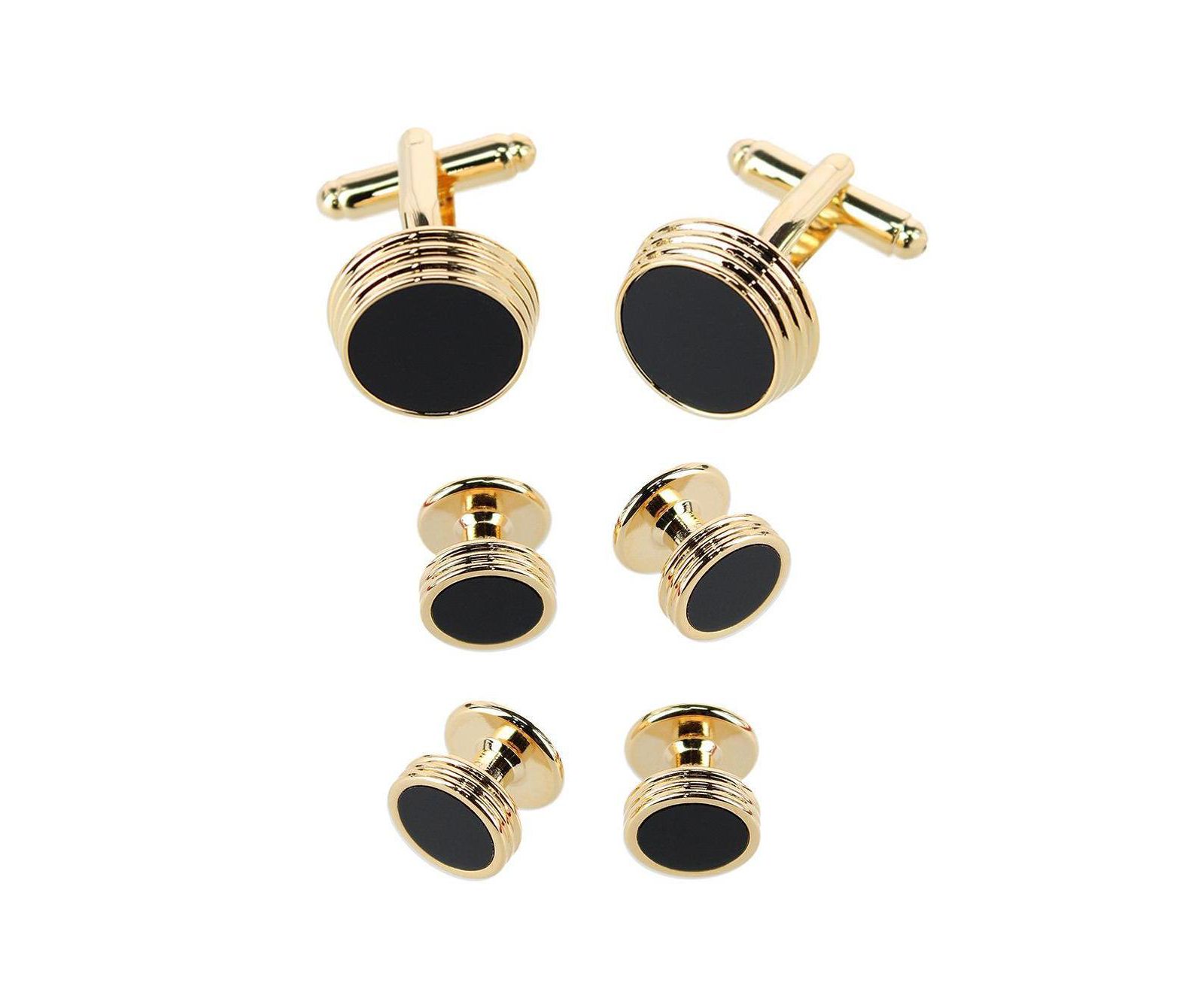 TRAFALGAR Men's Xaviar Ring Detailed Circular Cufflink Stud Set