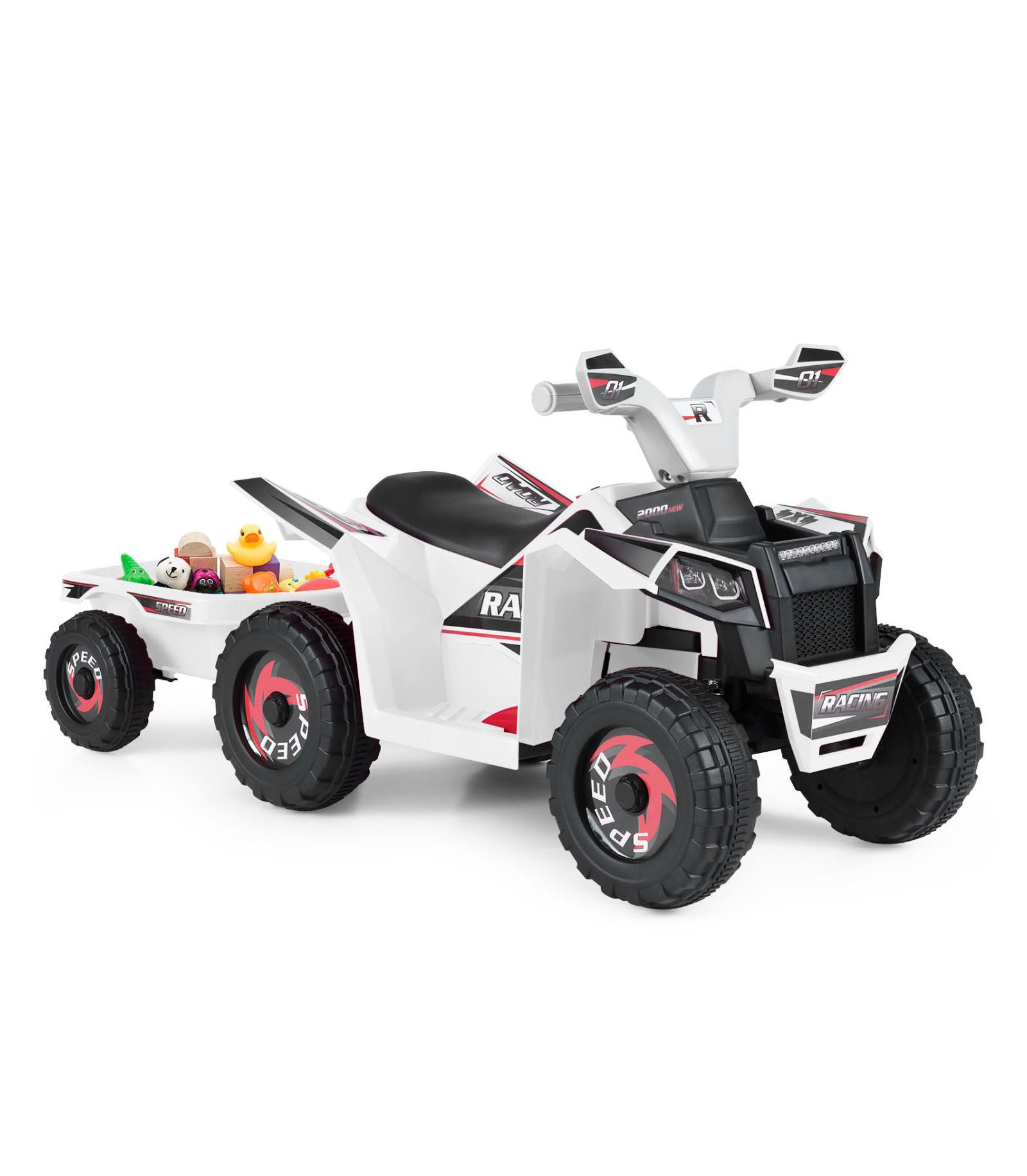 Детский электромобиль Slickblue 6V Ride On ATV Quad с прицепом