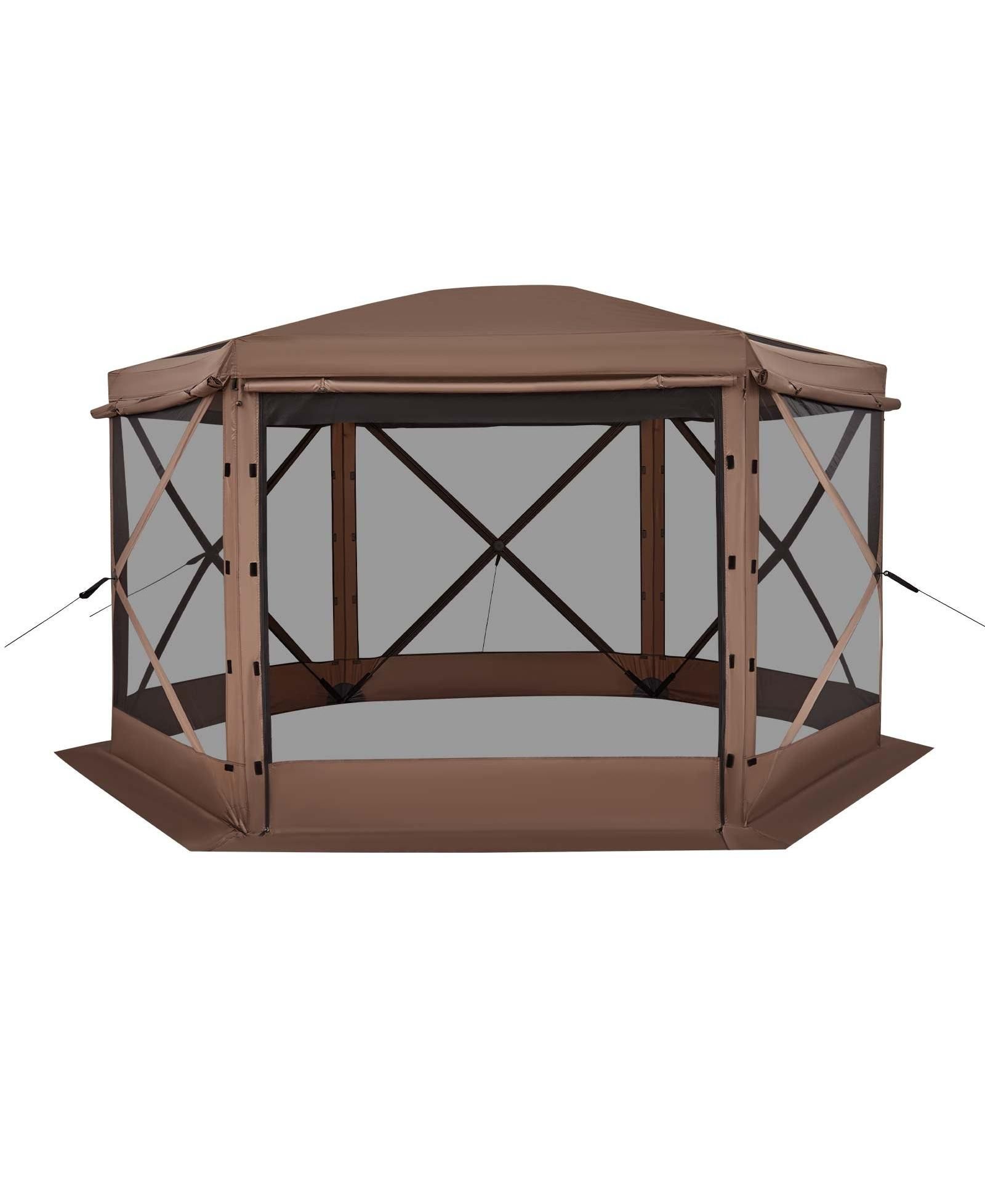 INOLAIT 12 x 12 ft 6-Sided Pop-up Screen Tent Camping Canopy with Removable Top